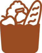 brown clipart icon of a bag of groceries